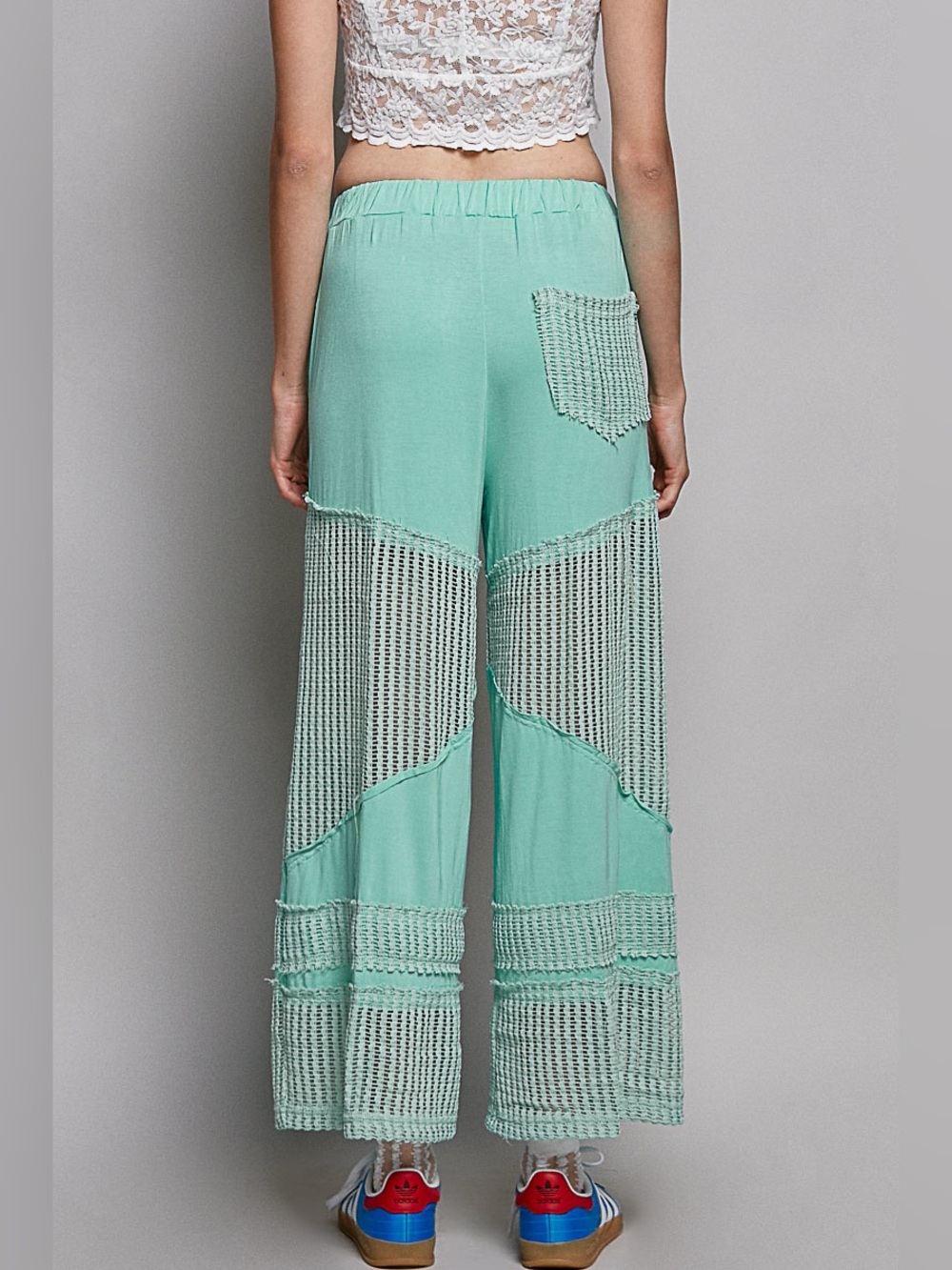 Contrast See Through Elastic Waist Knit
Culottes Pants | Electric Blue - Picture 3 of 4